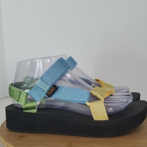 Teva Midform Universal Women's Metallic Blue Multi Casual Sandals Size 7 NWOT - Picture 1 of 9